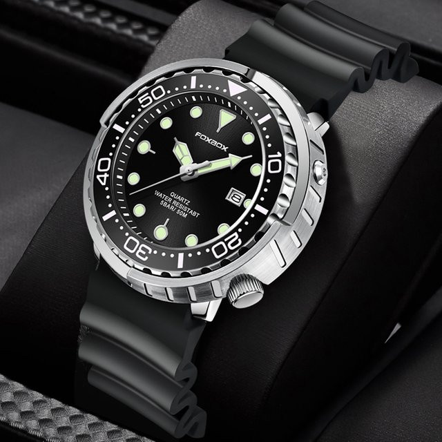 Lige Armbanduhr Quarz, Edelstahl, Kautschuk, Schwarz, Herren - Bild 1
