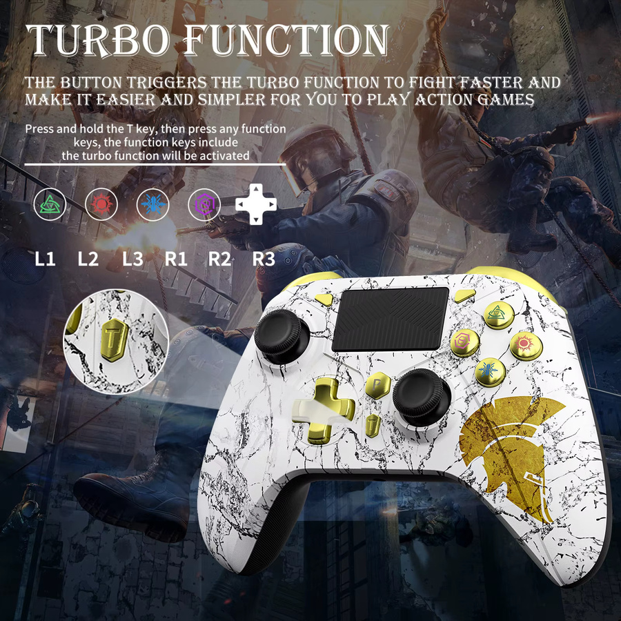 Bonacell Bluetooth Wireless Gamepad Controller mit Hall Effect und Vibration für PS3, PS4, Nintendo Switch und PC in Schwarz oder Weiß - Bild 2