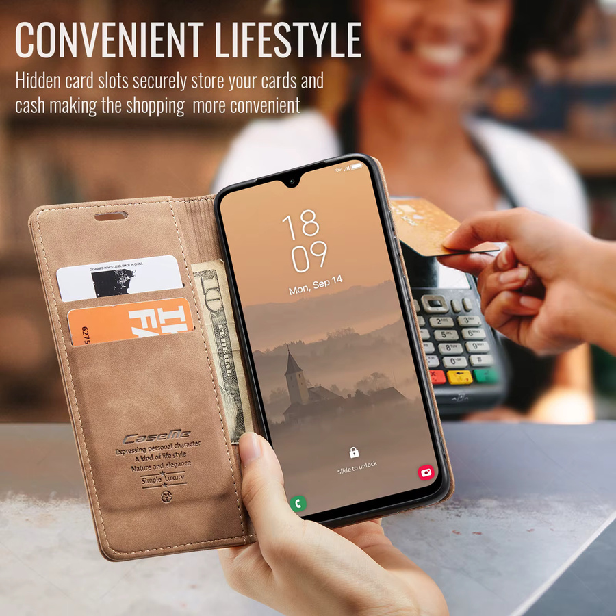 Leder Flip Case für Samsung Galaxy A14 A15 A16 A17 A24 A25 A26 A34 A35 A36 A53 A54 A55 A56 A72 A73 Karten Tasche Telefon Abdeckung in Schwarz - Bild 2