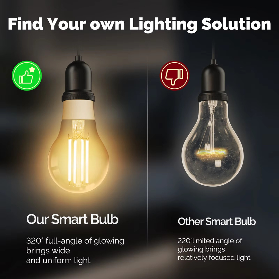 MOES Smart LED Glühlampe E27 mit 7W, Tuya ZigBee/Matter/WiFi, Filament Design in Transparent, kompatibel mit Alexa und Google Home - Bild 5