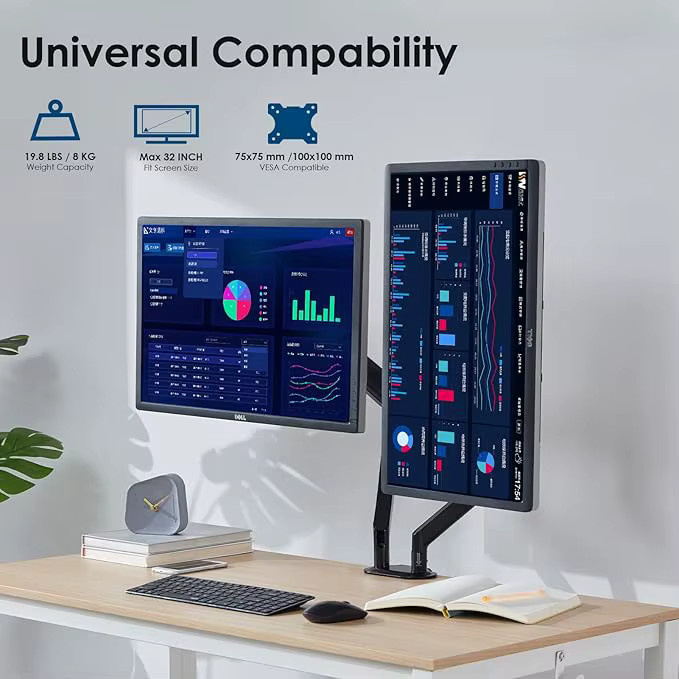 Farini Einzelmonitorhalterung für 10 bis 32 Zoll, voll beweglicher Monitorarm mit Gasfeder in Schwarz - Bild 4