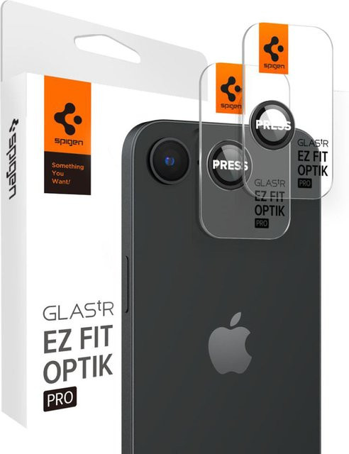 Spigen GlastR EZ FIT Optik Pro Schutzfolie für die Rückkamera von Apple iPhone 17e und iPhone 16e, gehärtetes Glas, Schwarz, 2er-Set - Bild 1