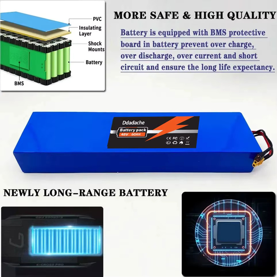 Ddadache 48V 60Ah Lithium-Ionen-Akku 13S4P mit BMS in Blau für Kugoo M4 M4 Pro Max Speed Ersatzakku - Bild 6