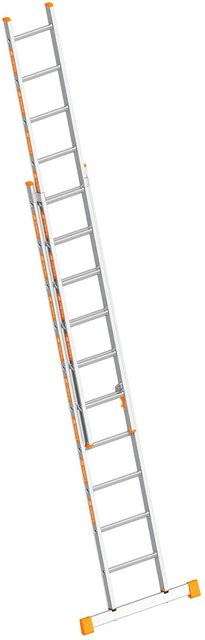 Layher Topic 1035 Schiebeleiter mit Quertraverse, Farbe: Silber, 2x10 Sprossen - Bild 1
