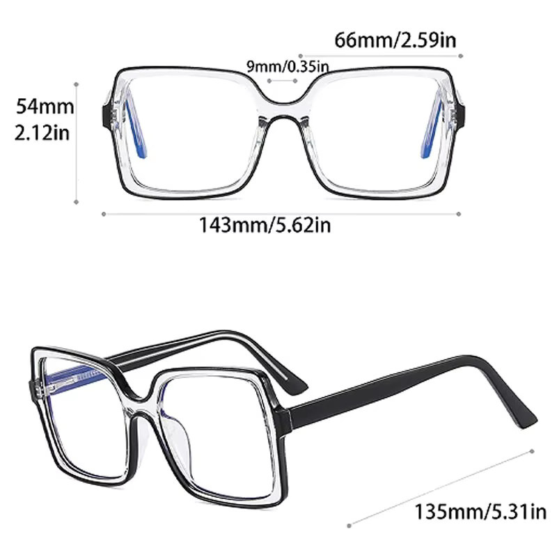 VABBON Korrektionsbrille Retro Box, Vollrand, Square, Kunststoff, Anti-Blau - Bild 2