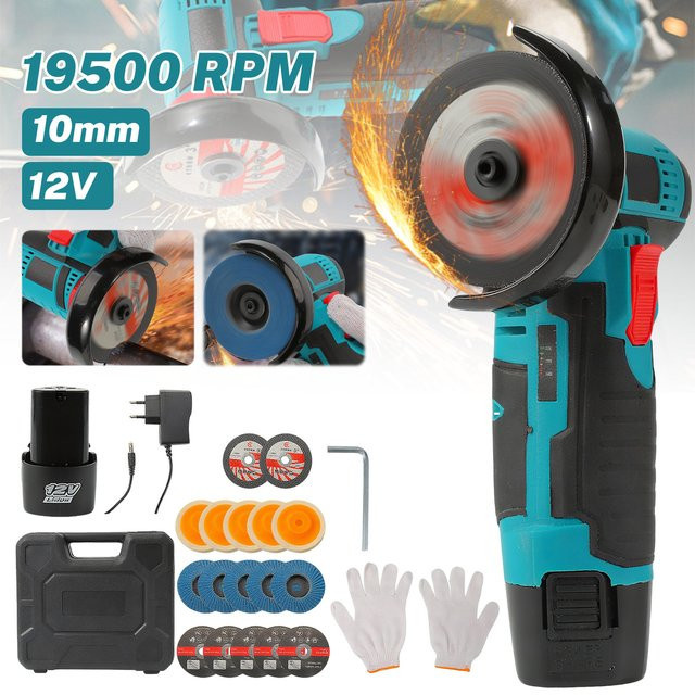 DWiusty Mini Winkelschleifer Akku 12V Blau mit 19500 tpm und wiederaufladbarem Lithium-Akku - Bild 1