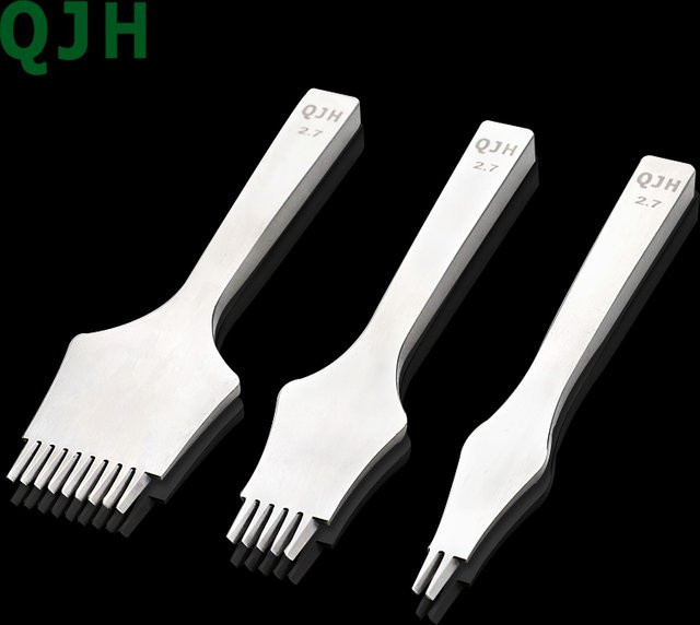 QJH Professionelles Leder-Stanzwerkzeug Set aus Metall in Silber für DIY-Bastelarbeiten und Nähen - Bild 1