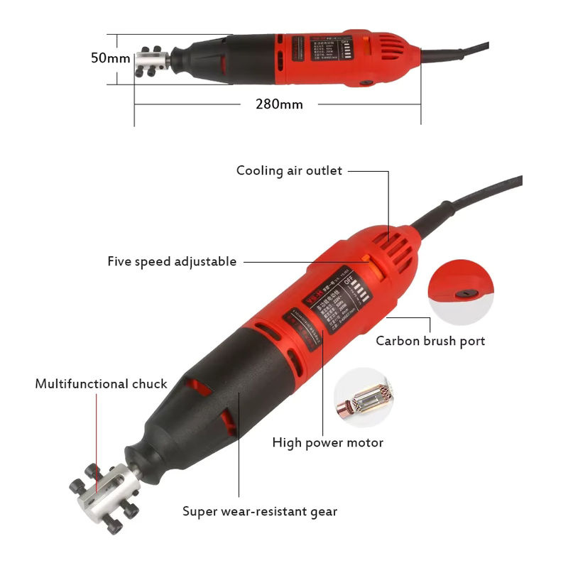Tungfull Elektrische Doppelfunktions-Säbelsäge zum Schleifen, Schärfen und Entgraten von Metall in Rot - Bild 6