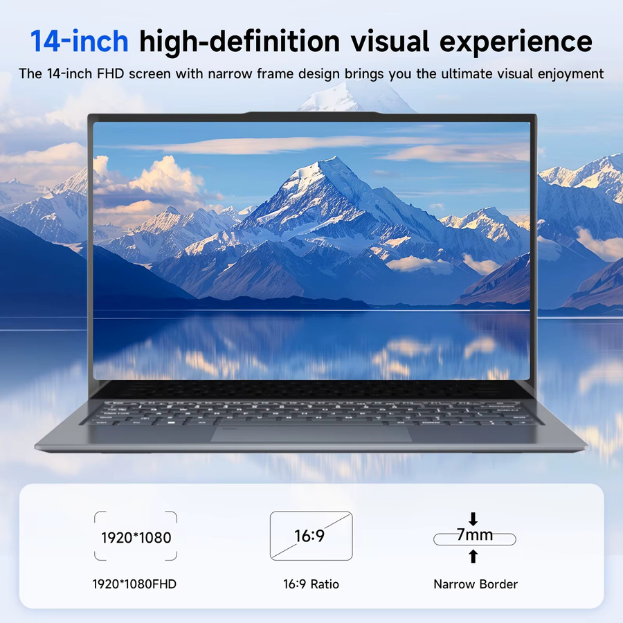SUXI Laptop mit Intel Celeron Prozessor, 256 GB Speicher, Grau - Bild 2