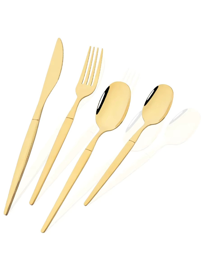 Zoseil Besteckset aus Edelstahl in Gold, 4-teiliges Set mit Löffel, Gabel und Messer, poliert - Bild 2