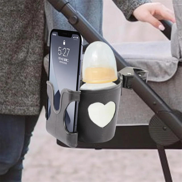 2-in-1 Kinderwagen Zubehör Set mit Tassenhalter und Telefonhalter in Schwarz oder Weiß - Bild 1