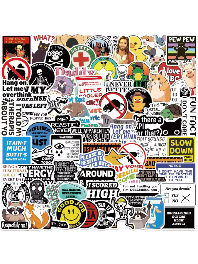 100 lustige Streich-Meme-Aufkleber von YourLife Store, wasserfest, multicolor, für DIY-Dekoration auf Notebook, Gitarre und Gepäck - Bild 4