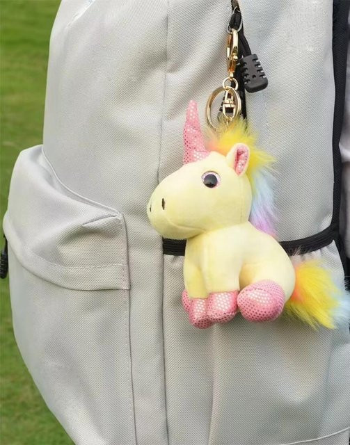 Linyi toy Kawaii Einhorn Plüsch Schlüsselanhänger, beige, ab 14 Jahren - Bild 1