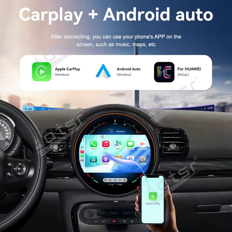 Aotsr Android 13 Autoradio mit 2K HD Touchscreen und GPS-Navigation für MINI Clubman F54 2016-2022, Farbe: Schwarz, Displaygröße: 11,8 Zoll - Bild 4