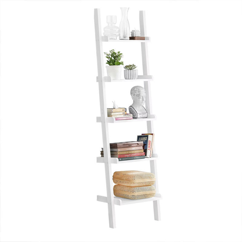 SoBuy FRG17 Leiterregal aus Holzwerkstoff, 5 Ebenen Bücherregal in Weiß, B/T/H: 56 x 32,5 x 189 cm - Bild 2