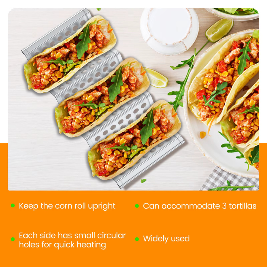 Willstar Taco Halter Set aus Edelstahl in Silber, W-förmiger Aushöhlen-Stil für Tortillas, Burritos und Pfannkuchen - Bild 2