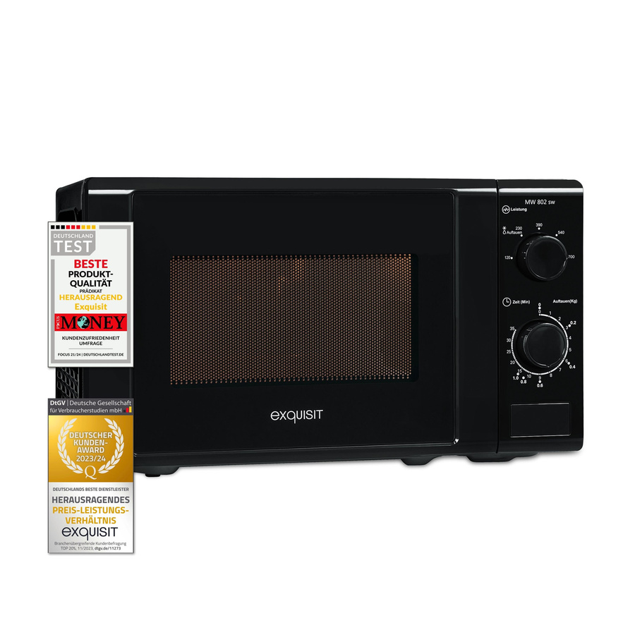 Exquisit MW 802 Solo Mikrowelle in Schwarz mit 700 Watt und Timer - Bild 2