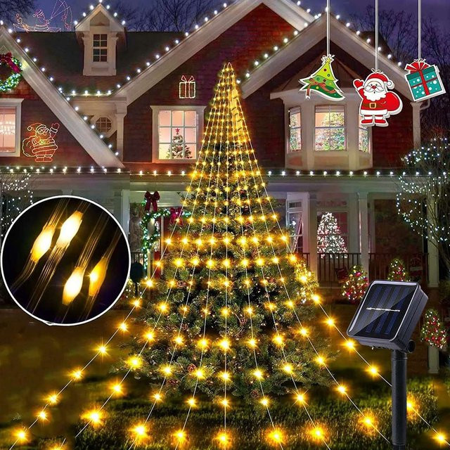 Peach Forest Solar LED Lichterkette Warmweiß mit 180 LEDs für Garten, Fenster und Party, Länge: 2 m - Bild 1
