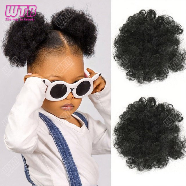 WTB Afro Puff Pferdeschwanz, Synthetisches Haar-Zubehör, Lockig, Kinder & Frauen - Bild 1