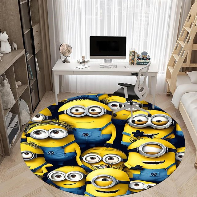 Runder Minions Teppich von Yi Xin One, Mehrfarbig, Durchmesser: 120 cm - Bild 1