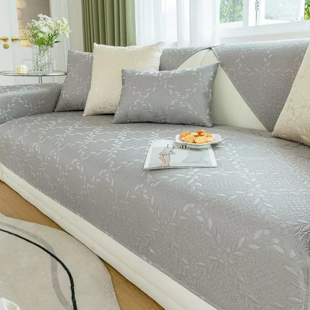 Moderner Jacquard-Sofabezug in Grau, rutschfestes Couchkissen aus Polyester, B/H: 70 x 70 cm - Bild 1
