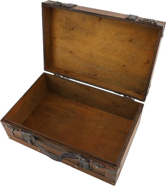 Dekorative Aufbewahrungsbox Shoemst in Vintage-Optik als antike Requisite, Synthetischer Holzkoffer, Gelb-Braun - Bild 1