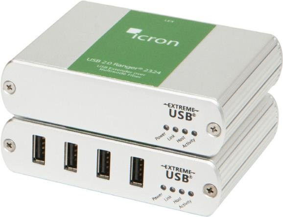 Icron Ranger 2324 KVM-Extender Sender und Empfänger in Silber und Grau mit USB-C und USB-A Anschlüssen - Bild 1