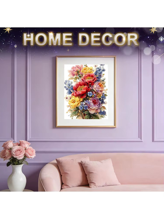 HUACAN Diamond Painting Set Blumen Rose und Hortensie mit AB Feenstaub Vollrund-Drill in Multicolour, Breite: 20,0 cm, Höhe: 30,0 cm - Bild 4