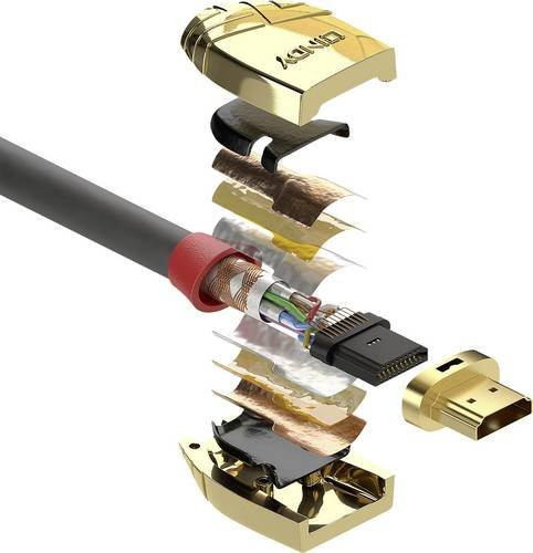 Lindy Gold Line High Speed HDMI Kabel mit Ethernet, 4K Unterstützung, Grau, Länge: 5,0 m - Bild 1