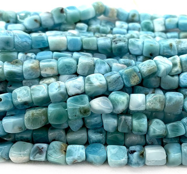 Veemake Perle, Blue Larimar, Unregelmäßige Kieselwürfelperlen - Bild 1