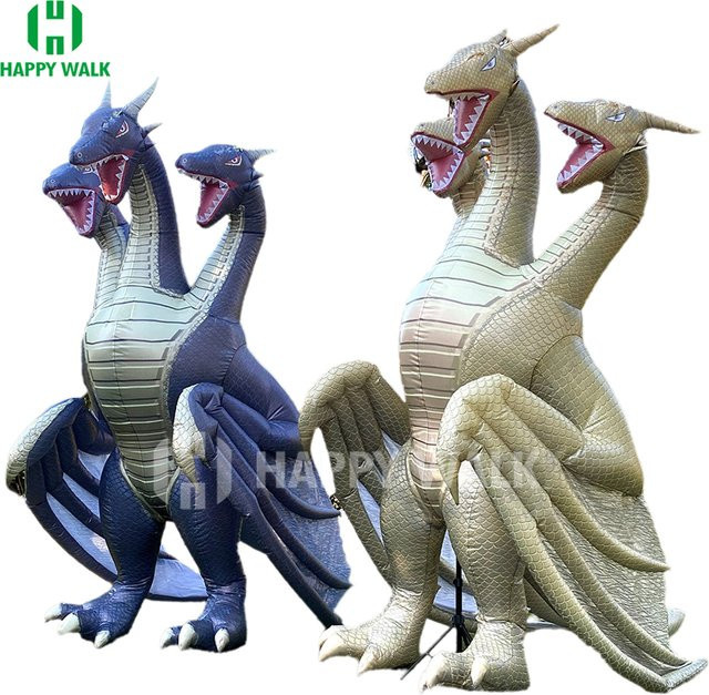 HAPPY WALK Aufblasbares Kostüm, dreiköpfiger Drache, Gold, Kunststoff - Bild 1