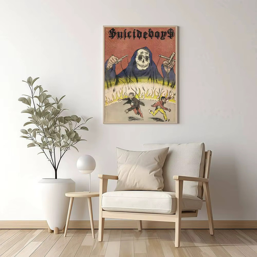 Singer Suicideboy Anime-Poster selbstklebende Wandkunst in HD-Qualität, Retro Illustration in Multicolour - Bild 2