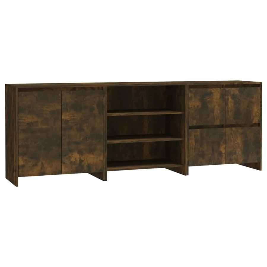 vidaXL 3-teiliges Sideboard aus Holzwerkstoff in Räuchereiche, Braun, B/T/H: 150 x 35 x 75 cm - Bild 2