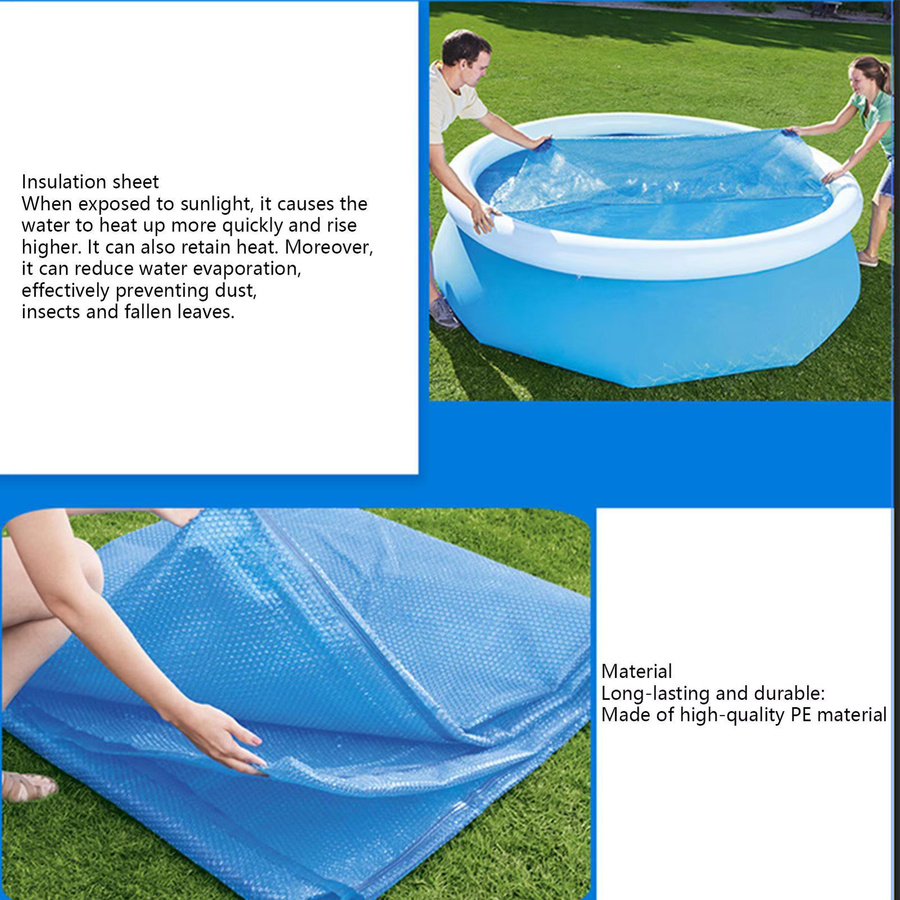 Blaues PE-Folien-Rundpoolabdeckung Set mit Solar- und Thermedecke zur Boden- und Untergrund-Isolierung - Bild 4