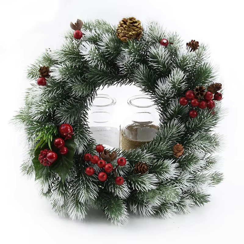 XIAOYINMO Künstliche Kiefernnadeln und Schneeflocken in Grün für Weihnachtsdekoration und DIY-Bastelarbeiten, 30 Stück - Bild 1