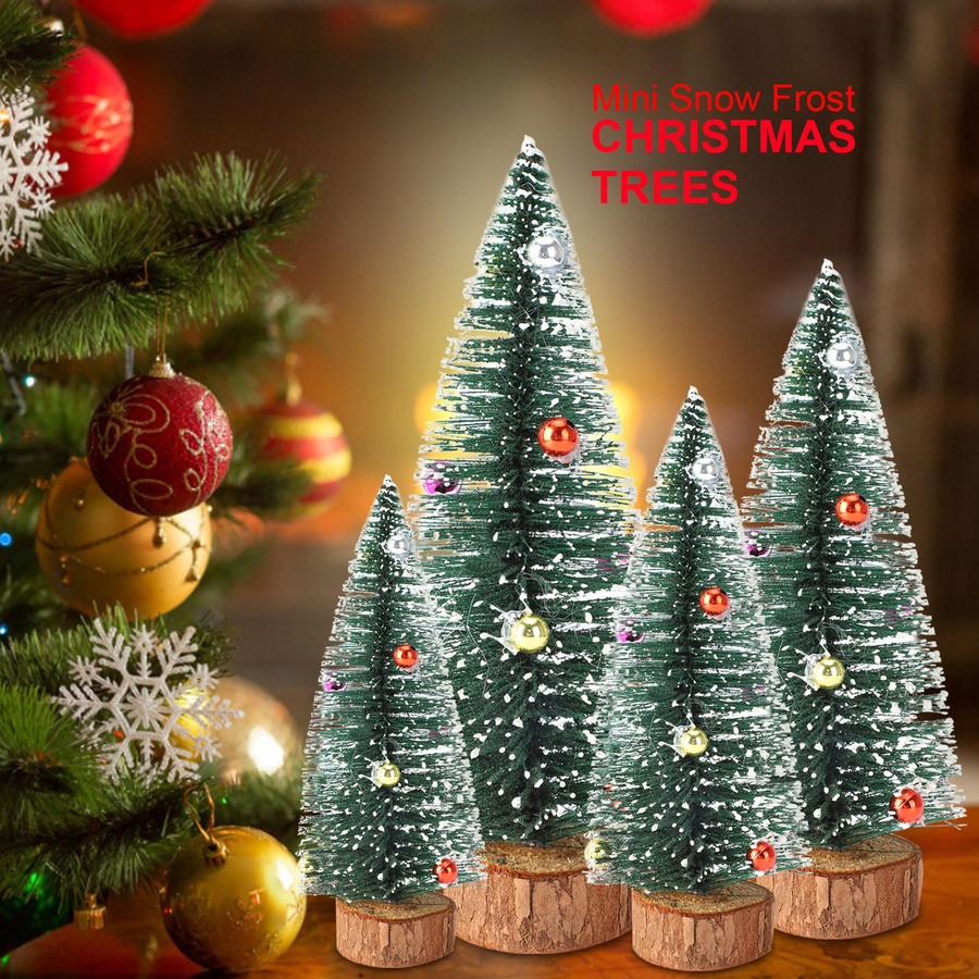 3er Set Mini Weihnachtsbaum OutsideWorld als Tischdeko aus Seide und Holz, Farbe: Grün, Höhe: 25 cm - Bild 4