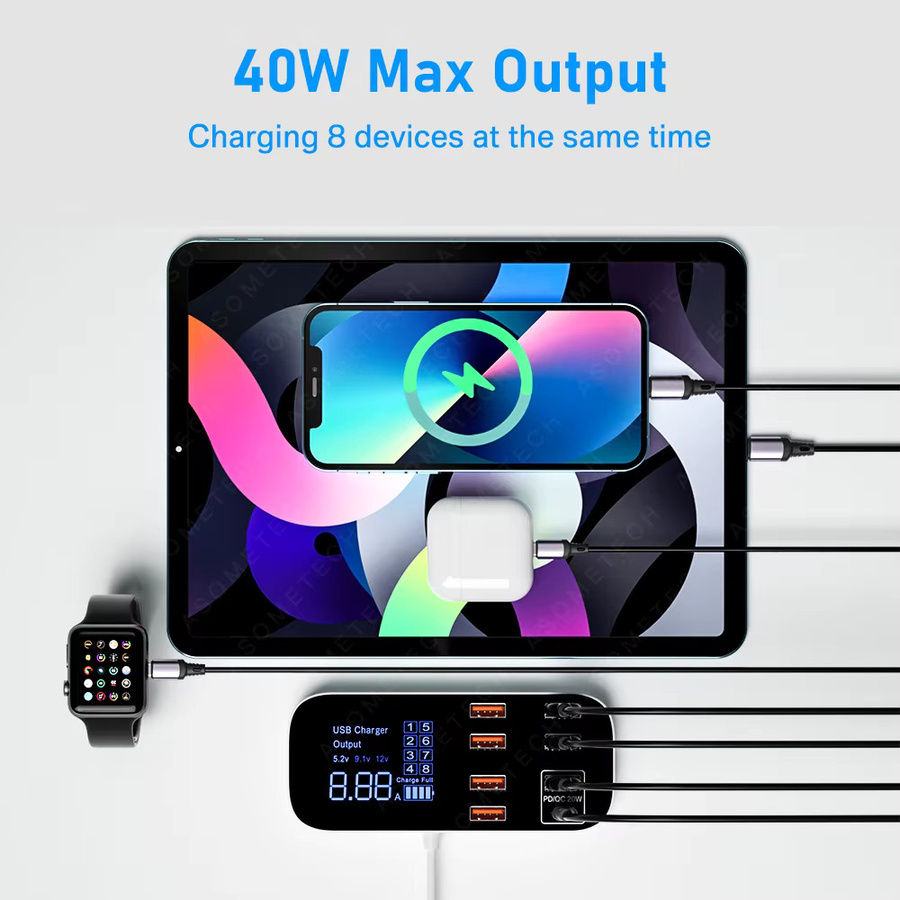 ASOMETECH USB-Ladegerät Hub mit USB-A Anschlüssen für iPhone, Xiaomi, Huawei und Samsung als tragbares Reise-Ladegerät mit Schnellladefunktion - Bild 3