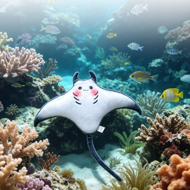 BOOKFONG Mantarochen-Plüschtier, Blau, Meerestiere, Plüsch / Textil - Bild 1
