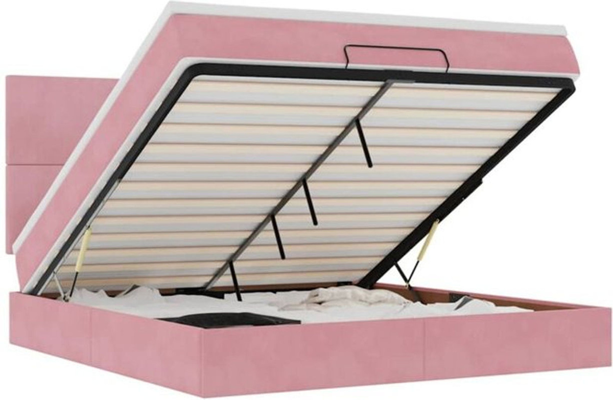 Vidaxl Ottoman Polsterbett mit Matratze aus Samt in Rosa, B/T/H: 160 x 200 x 128 cm - Bild 1