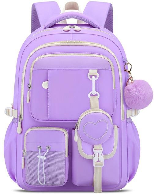 Fancy Style Studio Liebes-Serie Grundschulrucksack für Mittelschülerinnen, Lila, Orthopädisch und Leicht mit Großer Kapazität - Bild 1