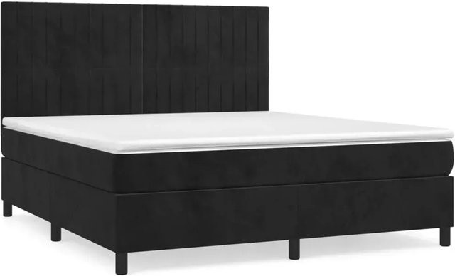 vidaXL Boxspringbett mit Matratze Schwarz Samt B/T/H: 180 x 200 x 128 cm - Bild 1