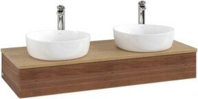 V&B Waschtischunterschrank Antao mit Frontstruktur, Farbe Weiß und Eiche Honig, B/T/H: 120 x 50 x 19 cm - Bild 1