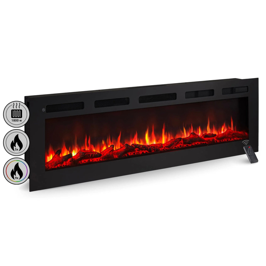 BALDERIA LE-60 Elektrokamin als Wandkamin oder Einbaukamin mit 3D-Flammeneffekt und Bluetooth in Schwarz - Bild 2
