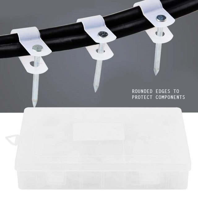 Fishine P-Clip Kabelbefestigungen aus Nylon und Kunststoff in Weiß und Schwarz im 200er Set mit Sortierbox - Bild 1