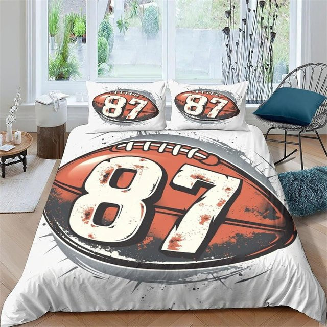 Flylo Rugby Bettwäsche-Set mit 3D-Druck aus Mikrofaser für Teenager und Erwachsene, Multicolor, B/H: 90 x 200 cm - Bild 1
