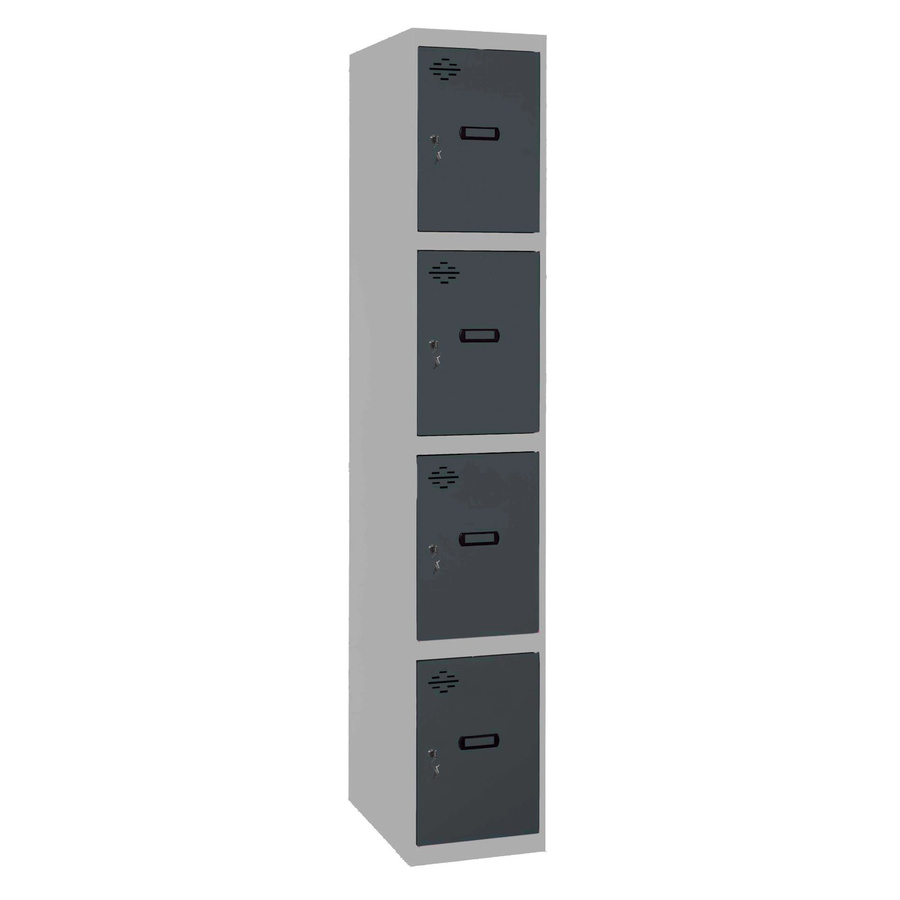 PROREGAL Spind AMEGO Schließfach Garderobe mit 4 Abteilen aus Metall in Grau-Anthrazit, H x B x T: 180 x 30 x 50 cm - Bild 2