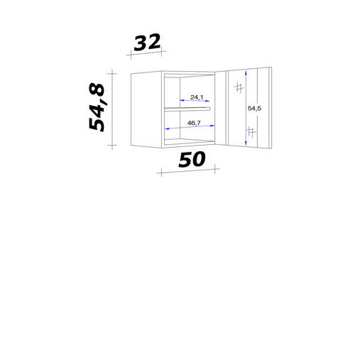 Flex-Well Glas-Hängeschrank Nano Küchenschrank aus melaminbeschichteter Spanplatte mit Glastüren in Braun, B: 50 cm, H: 54 cm, T: 32 cm - Bild 2