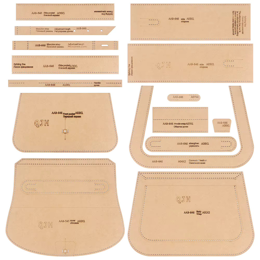 QJH DIY Leder Nähen Handwerk Vorlage aus Kraftpapier in Beige für die Herstellung von Leder-Umhängetaschen - Bild 1