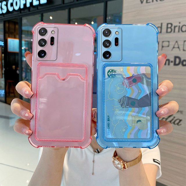 Transparente Handyhülle mit Kartenhalter für Xiaomi Redmi Note 10 Pro 9 9S 10S 11 11s 12 12s 12Pro 5G 9 9A 9C 10C mit weichen Ecken - Bild 1