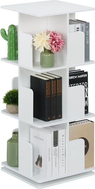 Relaxdays Bücherregal drehbar aus Spanplatte und Stahl in Weiß, H x B x T: 95 x 39 x 39 cm - Bild 1